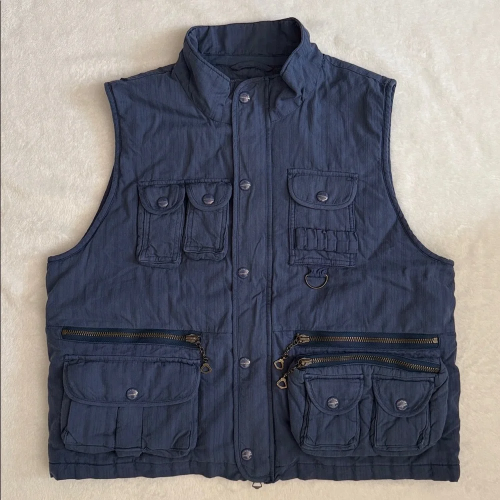 {NWT} Denim & Supply by Polo Ralph Lauren | Cotton Silk Utility Vest Blue (L) - Picture 2 of 16